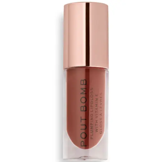 Makeup Revolution, Pout Bomb, Vitamin E, Plumping, Lip Gloss, Cookie Deep Nude, 4.6 ml Foto 1