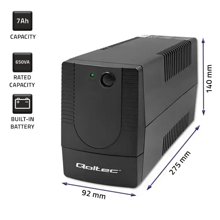 Qoltec Uninterruptible power supply UPS Line Interactive | Monolith | 850VA | 480W Foto 4