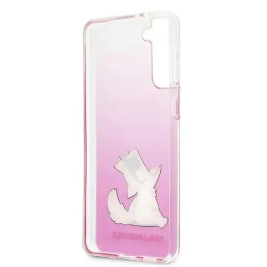KLHCS21MCFNRCPI Karl Lagerfeld PC|TPU Choupette Eats Cover for Samsung Galaxy S21+ Gradient Pink Фото num