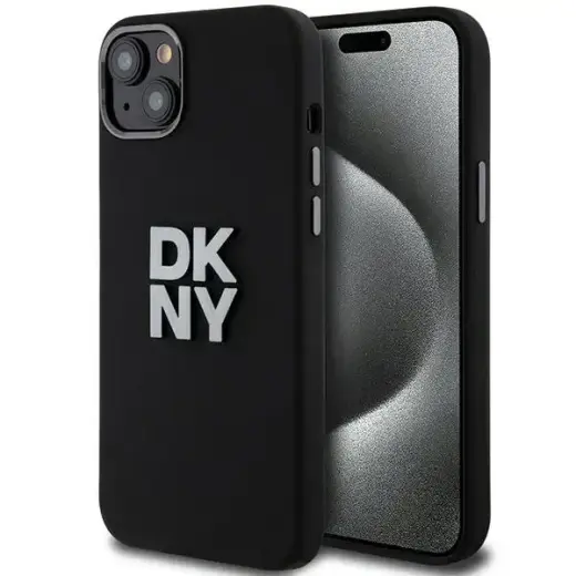 DKNY DKHCP15SSMCBSK Liquid Silicone Metal Logo чехол для телефона iPhone 15 | iPhone 14 | iPhone 13 чёрный