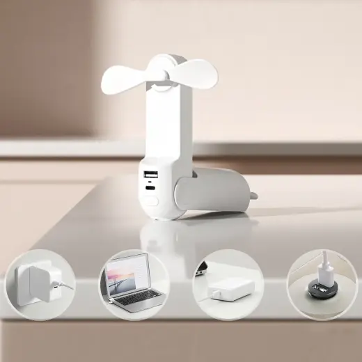 Jisulife Handheld Fan Life8 Portable USB Fan with Power Bank and Flashlight - White Фото num