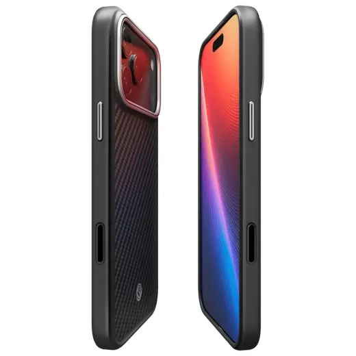 Spigen Enzo Aramid "T" Mag MagSafe Case for iPhone 17 Pro Black Silver Foto 6