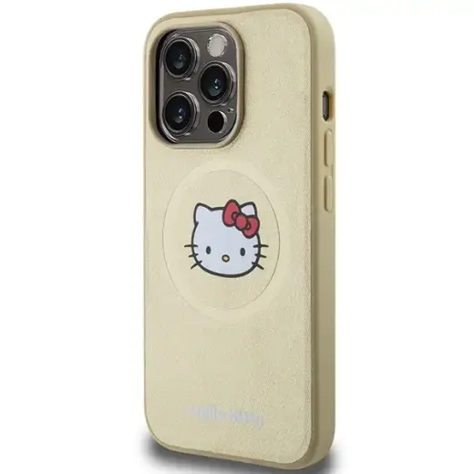 Hello Kitty Leather Kitty Head MagSafe case for iPhone 15 Pro - gold Фото num