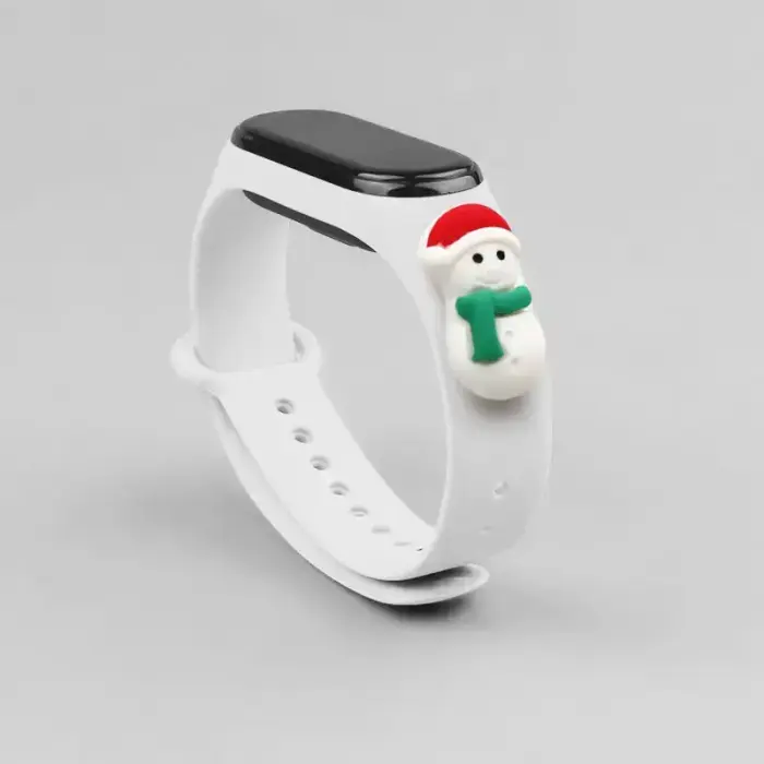 Strap Xmas for Xiaomi Mi Band 3 / 4 Christmas Silicone Strap Bracelet with Snowman - White Foto 2