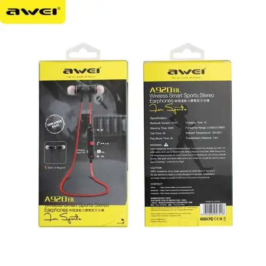 AWEI słuchawki sportowe Bluetooth A920BL czarny|black magnetyczne Foto 6