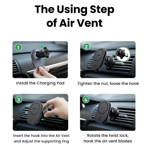 Ugreen CD345 magnetic car holder for air vent - black Photo