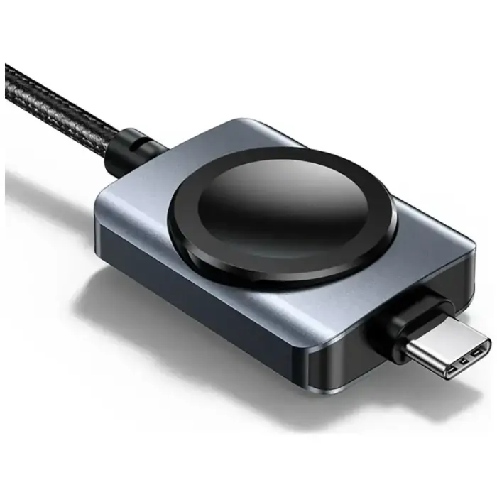 USAMS SJ821 U113 Fast Charging 100W USB-C to USB-C Cable + Wireless Watch Charger 1.2 m Black