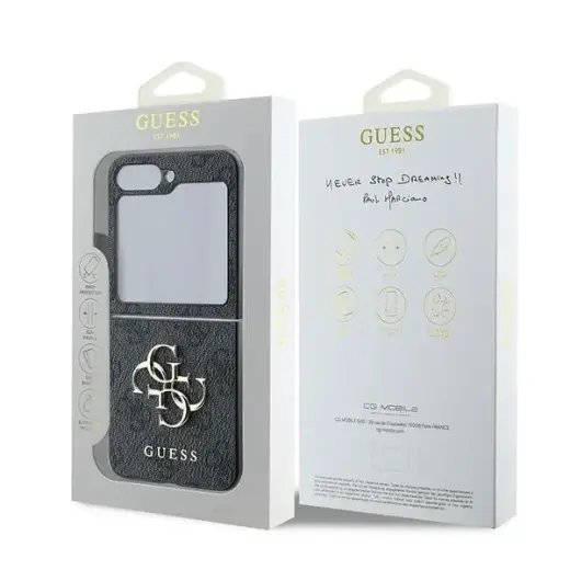 Guess Leather 4G Metal Logo Case for Samsung Galaxy Z Flip 6 - Black Foto 8