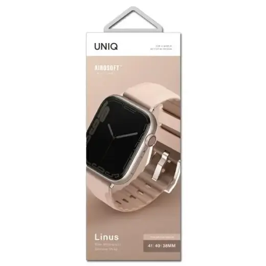 Uniq Linus Apple Watch Series 4|5|6|7|8|SE|SE2 strap 38|40|41mm. Airosoft Silicone pink|blush pink Фото num