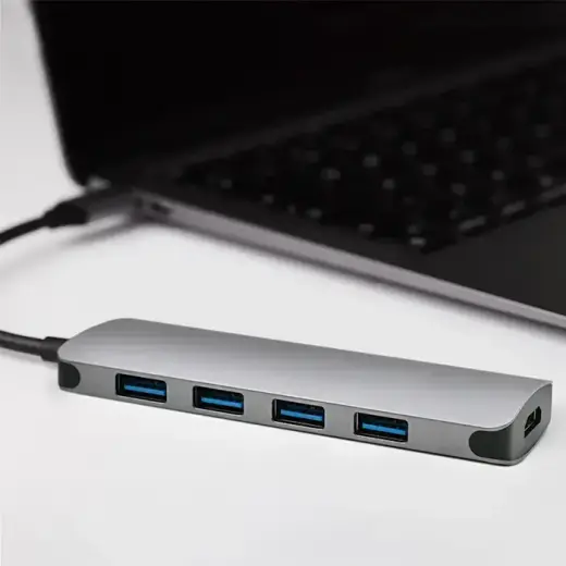 Qoltec Hub Adapter USB-C 3.1 5in1 | 4x USB 3.0 | DC Фото num