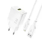 Dudao A23LEU 2.4A GaN EU USB-A Wall Charger with USB-A to Lightning Cable - White Photo