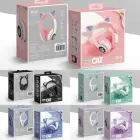 BLUETOOTH/LED HEADPHONES CAT EARS FOR CHILDREN PINK Foto 3
