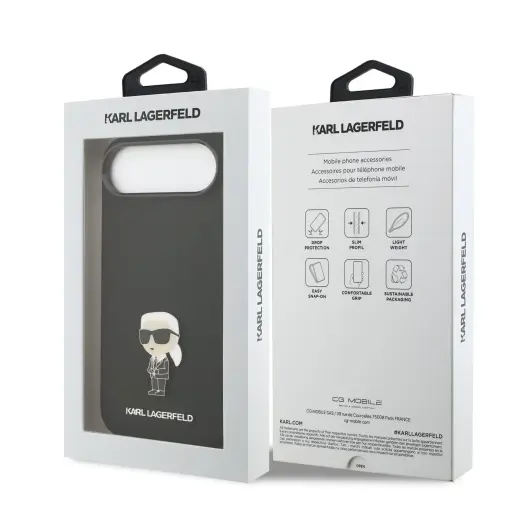 Karl Lagerfeld Liquid Silicone Metal Ikonik Case for iPhone Air Black Foto 6