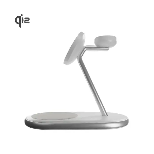 Puro Mag Station Qi2 3-in-1 Wireless Charger Compatible with MagSafe - White Foto 3
