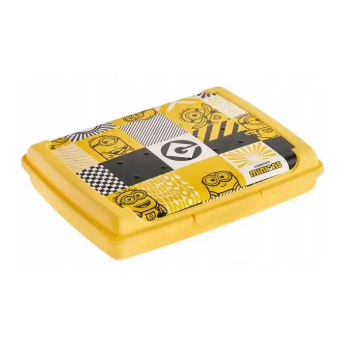 Food storage container deco-click-box mini 0.5L Carla "Minions Mosaic" 17x13x3.5cm yellow
