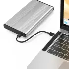 Qoltec Aluminium External Hard Drive Case HDD SSD 2.5'' SATA3 | USB 3.0 | Silver Photo
