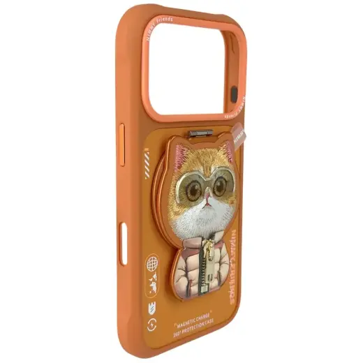 Etui Nimmy Cool&Cute 2.0 Cat do iPhone    17 Pro z magnetyczną zawieszką pomarańczowy Foto 4
