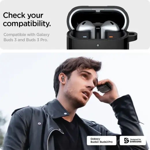 Spigen Rugged Armor Samsung Galaxy Buds 3 | 3 Pro Case - Black Photo
