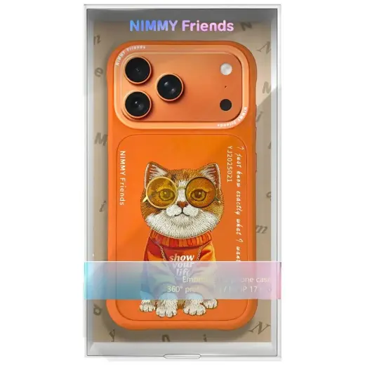Etui Nimmy Glasses Cool Cat do iPhone 17  Pro pomarańczowy Foto 7