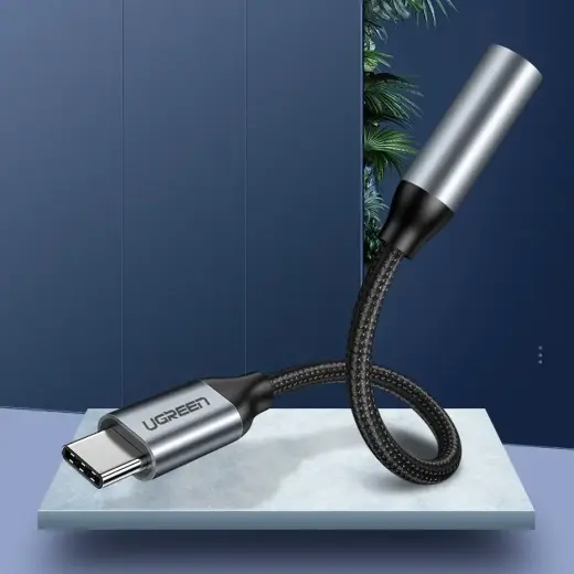 Ugreen 3,5 mm mini jack uz USB Type C austiņu adapteris 10cm pelēks (30632) Foto 2