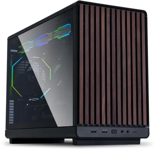 Lian Li DAN Cases A3-mATX Wood Edition PC-Case Tempered Glass  Micro-ATX - Walnuss  black