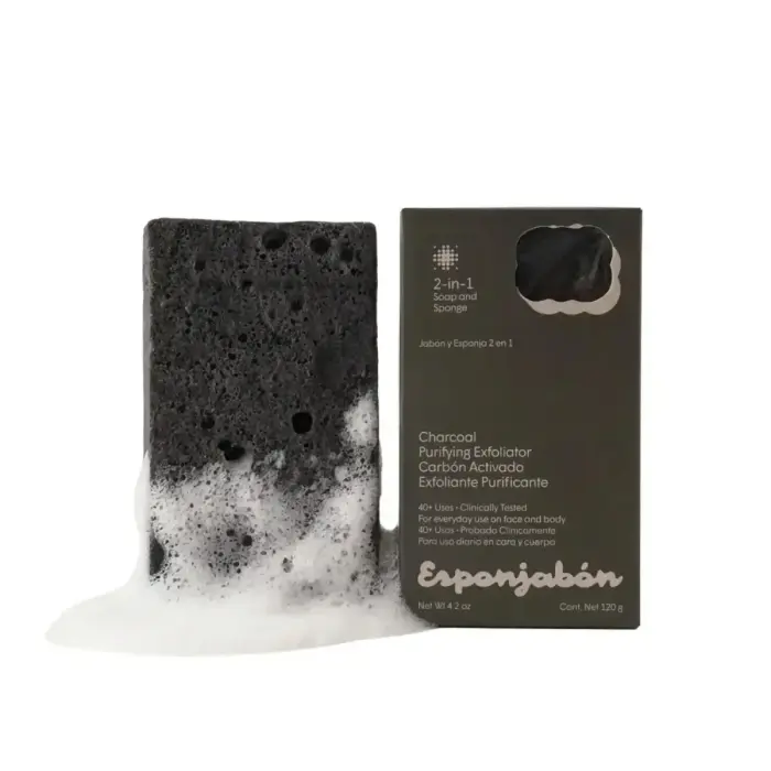 Esponjabon, Charcoal, Exfoliating & Purifying, Soap & Sponge 2-In-1, For Face & Body, 120 g