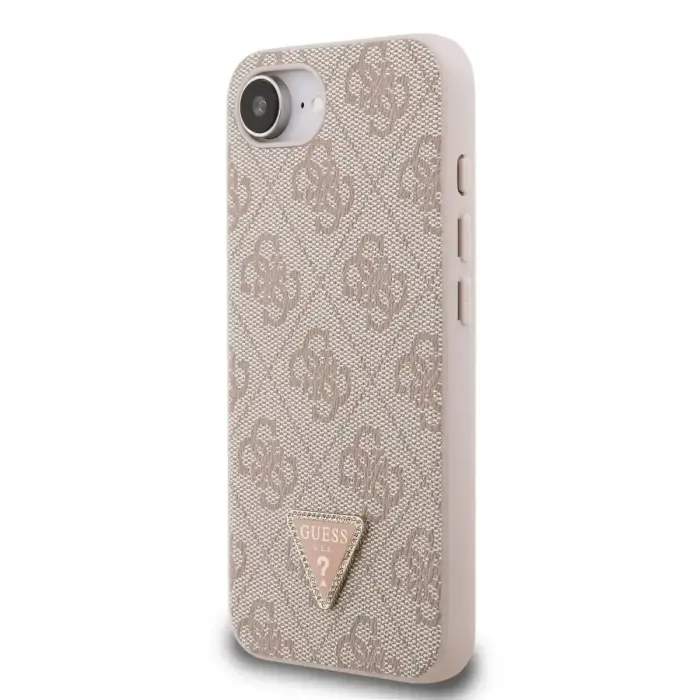 Guess PU 4G Strass Triangle Metal Logo Case for iPhone 16e/17e Pink