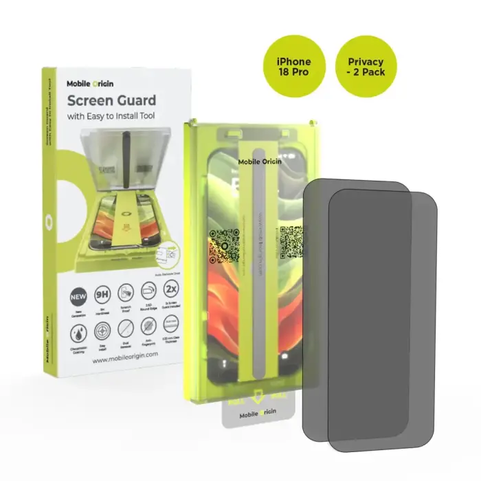 Mobile Origin Screen Guard Privacy with Easy Applicator, 2 Pack - iPhone 18 Pro