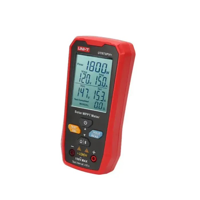 MPPT testētājs, 5–1800 W, 0–20 A, 12–150 VDC, manuālais/automātiskais režīms, Bluetooth, UNI-T