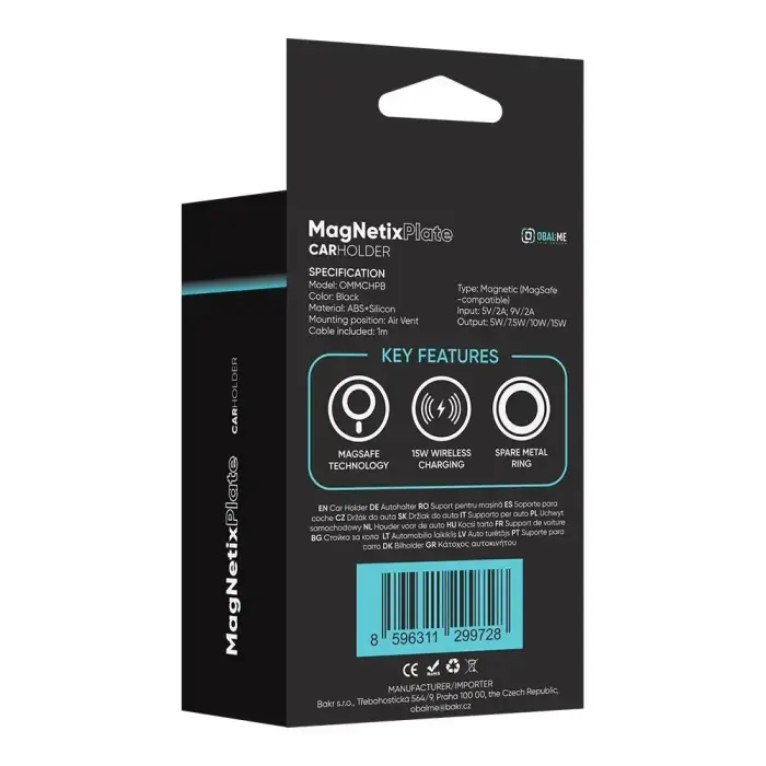 OBAL:ME MagNetix Plate Wireless Car Charger Mount 15W Black Photo