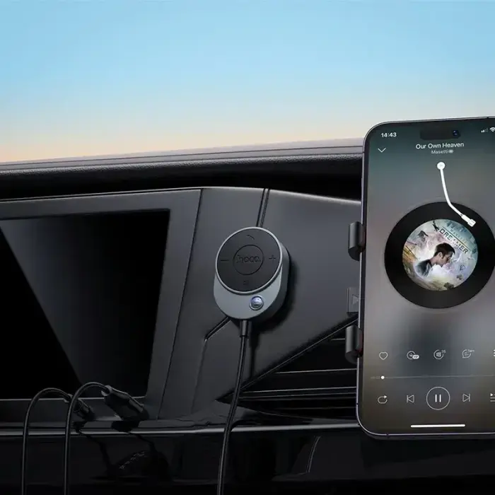 Wireless car receiver Hoco AUX Bluetooth with cable Jack 3,5 mm E150 metal gray Foto 6