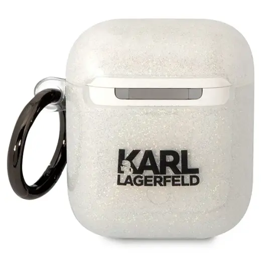 Karl Lagerfeld 3D Logo NFT Karl and Choupette TPU Glitter Case for Airpods 1|2 White Фото num