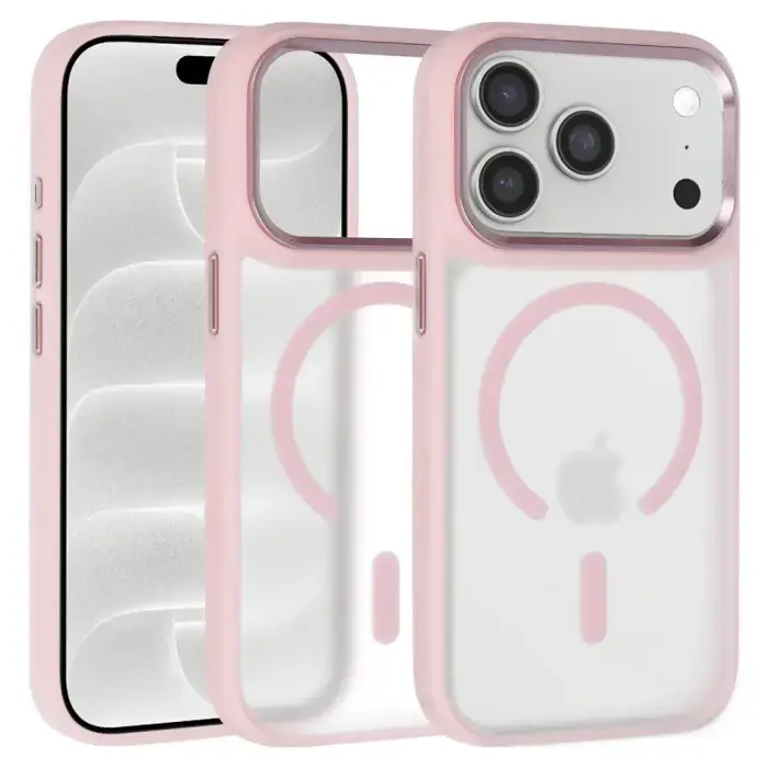Liavec Cloudy Metal Camera Frame phone case for iPhone 18 Pro Max | iPhone 17 Pro Max pink