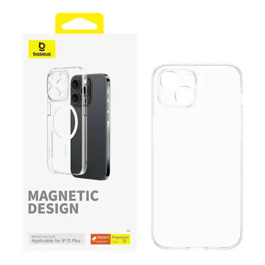 Magnetic Phone Case for iPhone 15 Plus Baseus OS-Lucent Series (Clear) Photo