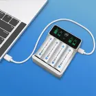 Qoltec Battery Charger for Ni-MH type R03 AAA R6 AA | LCD | USB-C cable | White  Foto 4