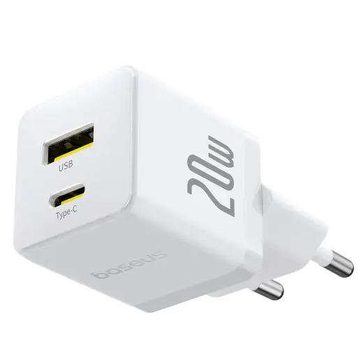 Baseus Palm 20W USB-C USB-A Wall Charger - White Фото num