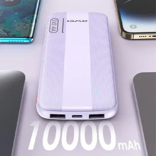 AWEI Ārējais akumulators (powerbank) P20K 10000mAh melns Foto 6