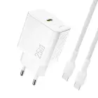 Dudao A27CEU PD 25W GaN SB-C Wall Charger with USB-C Cable - White Foto 1