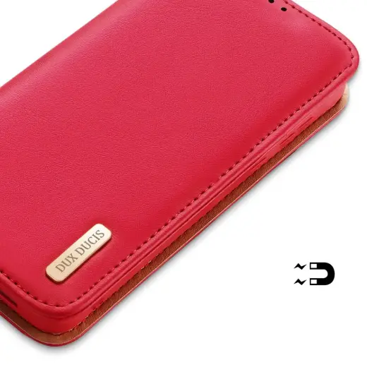 Dux Ducis Hivo Leather Flip Cover Genuine Leather Wallet For Cards And Documents Samsung Galaxy S22 + (S22 Plus) Red Photo