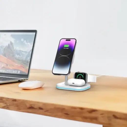 Tech-Protect QI15W-A27 3in1 inductive charger with stand with MagSafe for smartphone | Apple Watch | AirPods - white Foto 7