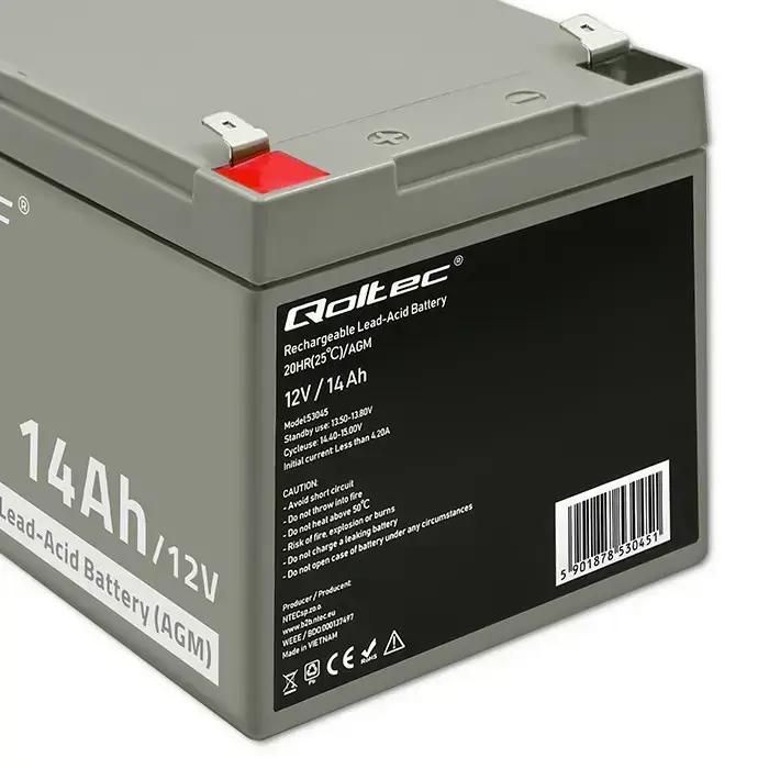 Qoltec AGM battery | 12V | 14Ah | Maintenance-free | Efficient| LongLife | for UPS, security Foto 4