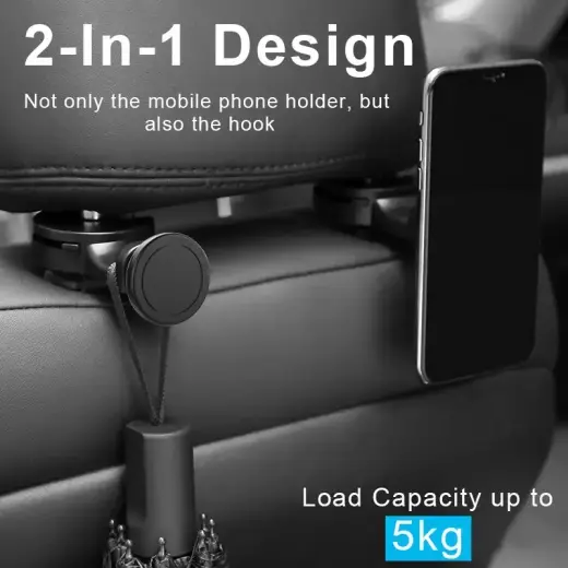 Magnetic car holder headrest mount Type 1 black Фото num