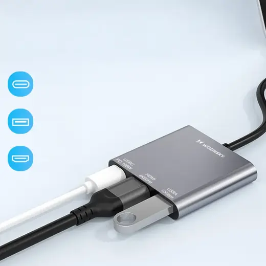 Hub Wozinsky WHCH-01 USB-C PD 100W HDMI 4K@30Hz USB-A 10Gbps - gray Foto 7