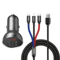 Зарядка для автомобиля Baseus Digital Display Dual USB 4.8A | 24W | USB-A, USB-C, micro USB, Lightning | с кабелем USB-A на USB-C, micro USB, Lightning в комплекте | с LCD дисплеем | черная Фото num
