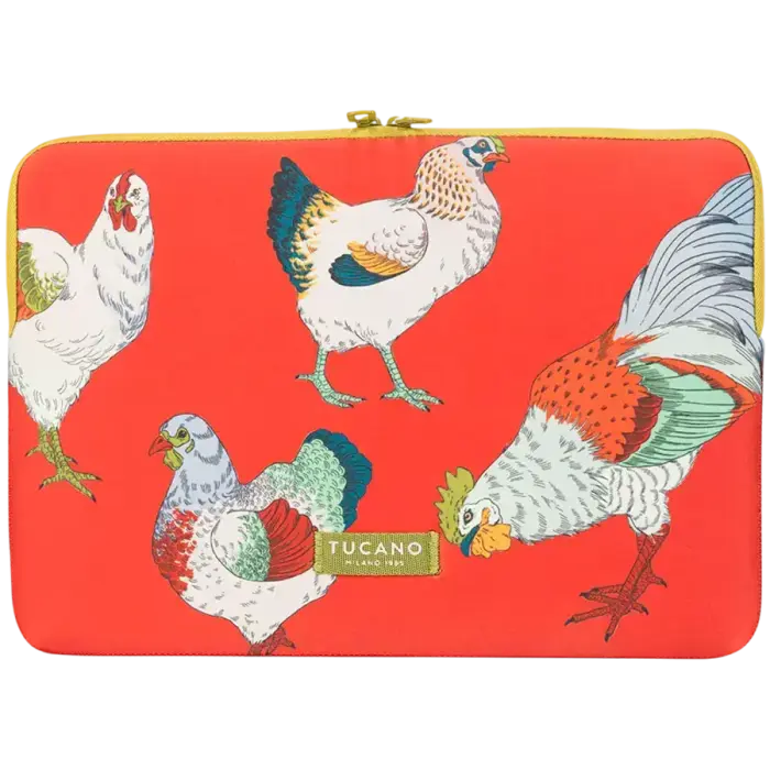 TUCANO SLEEVE SCHIZZO MacBook Air 15/ Laptop 13/ Laptop 14, FAUNA GALLINE ORANGE