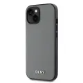DKNY PU Leather Silver Metal Logo Magsafe Case for iPhone 14 Grey — Фото 2
