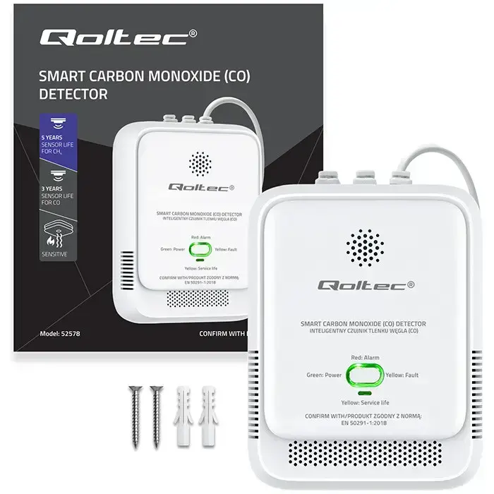 Qoltec Certified Carbon monoxide sensor | CO detector | alarm 85dB | LED Foto 12