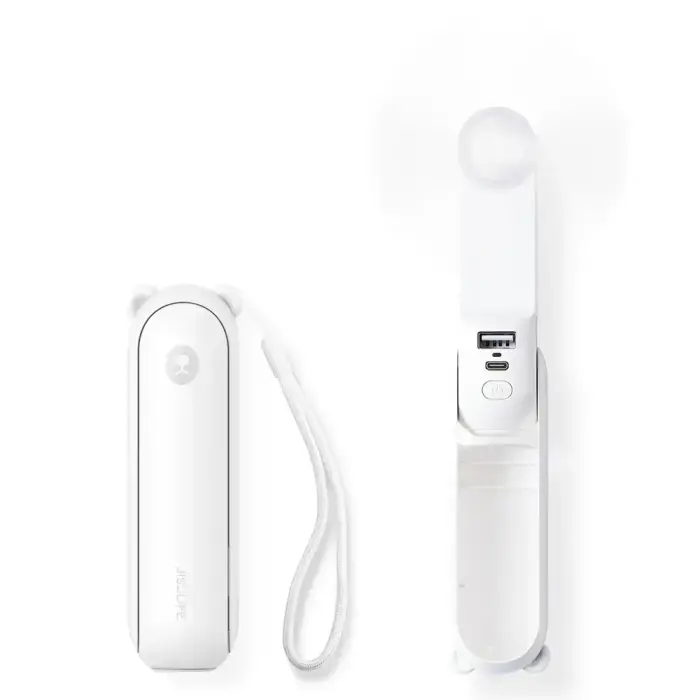Jisulife Handheld Fan Life8 Plus Portable USB Fan with Power Bank Function 4500mAh and Flashlight - White