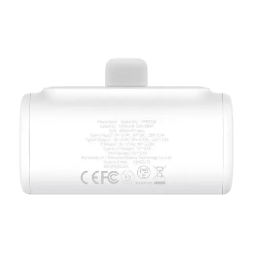 Baseus Compact IP external battery (powerbank) | 5000 mAh | 20W | USB-C, Lightning | white Photo
