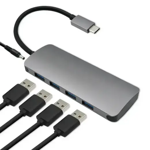Qoltec Hub Adapter USB-C 3.1 5in1 | 4x USB 3.0 | DC Фото num